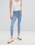Pieces Jute Mid Rise Cropped Skinny Jeans - Blue
