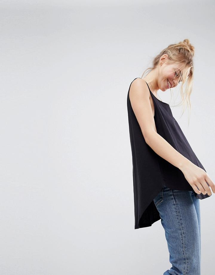 Asos Tank In Swing Fit With Scoop Hem - Black