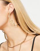 Asos Design Hoop Earrings In Snake Design In Gold Tone