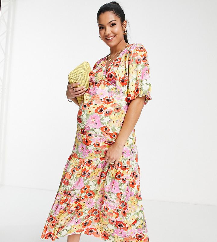Nobody's Child Maternity Valentine Poppy Dress In Multicolor