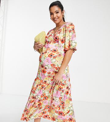 Nobody's Child Maternity Valentine Poppy Dress In Multicolor