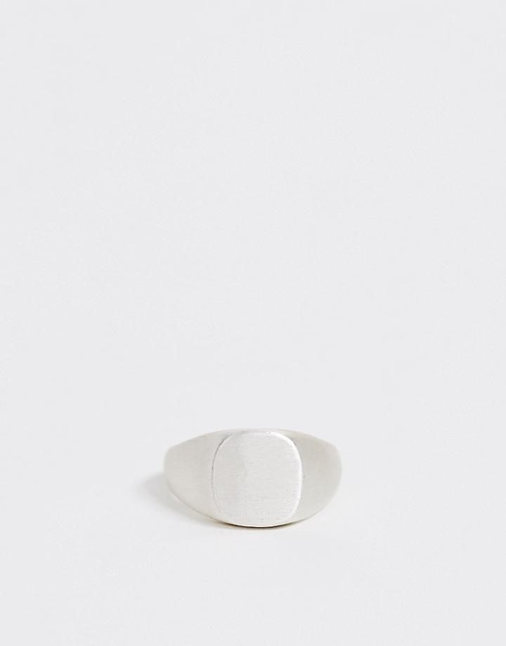 Asos Design Brushed Silver Signet Ring