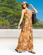 Asos Design Cami Wide Leg Jumpsuit In Tiger Print With Matching Bandana-multi
