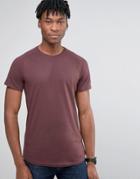Selected Homme Longline Raglan T-shirt With Curved Hem - Red