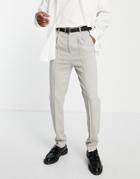 Asos Design Slim Twill Smart Pants With Zip And Front Pleat In Ice Gray