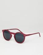 Asos Round Sunglasses In Matte Pink With Smoke Lens - Pink