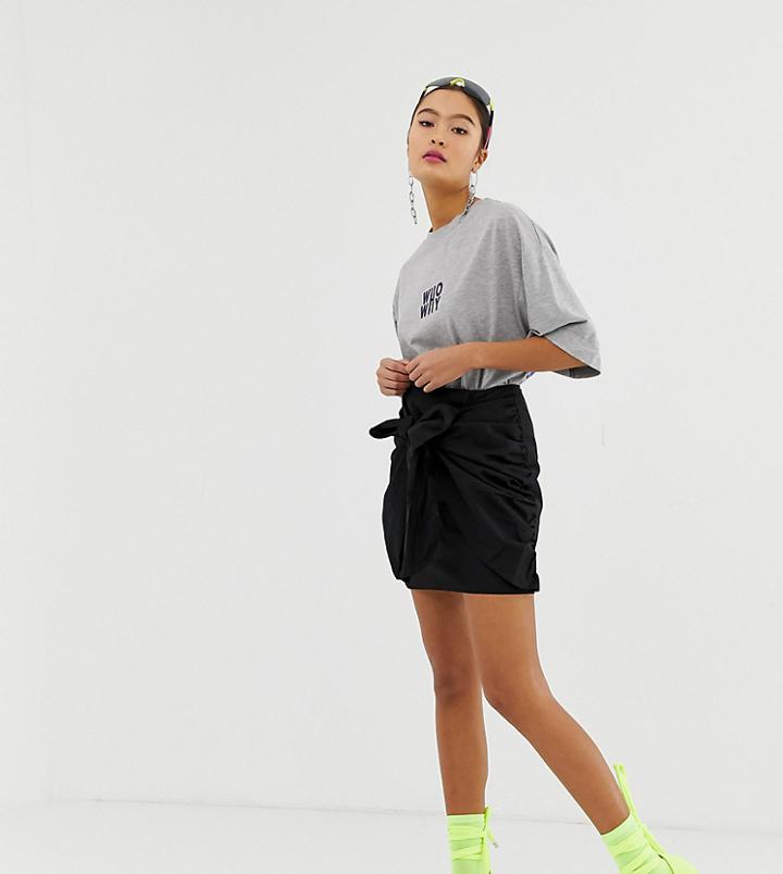 Collusion Wrap Mini Skirt-black