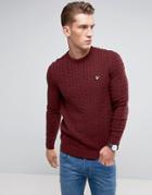 Lyle & Scott Cable Knit Sweater Burgundy - Red