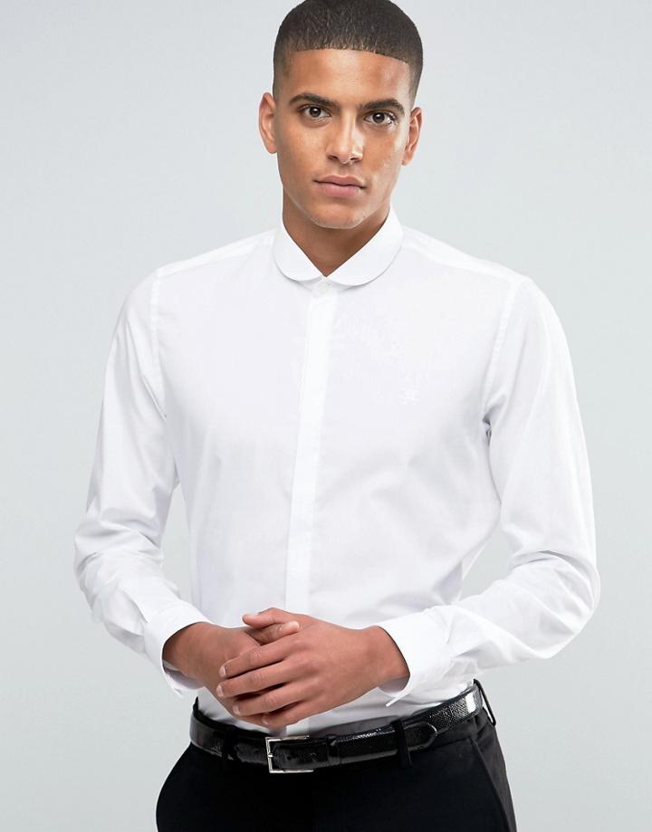 Hart Hollywood By Nick Hart Slim Smart Shirt With Curve Collar Shirt - White