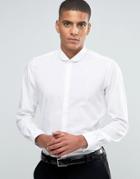 Hart Hollywood By Nick Hart Slim Smart Shirt With Curve Collar Shirt - White