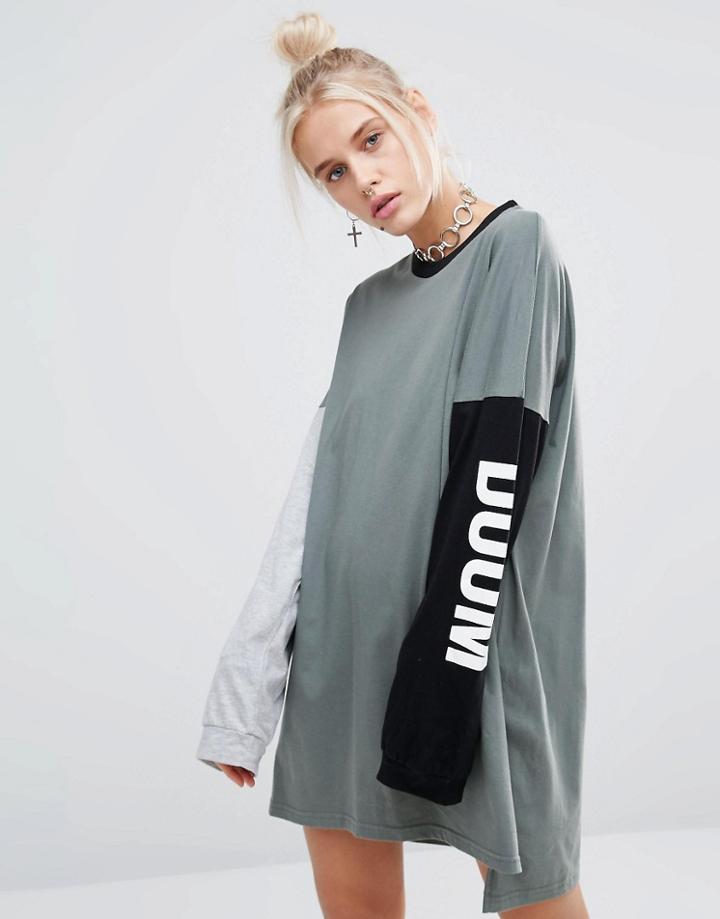 The Ragged Priest Doom And Gloom Long Sleeve Raglan Dress - Multi