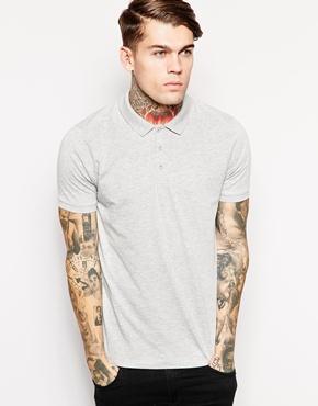 Asos Polo Shirt In Jersey - Gray Marl