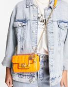 River Island Quilted Mini Shoulder Bag In Orange