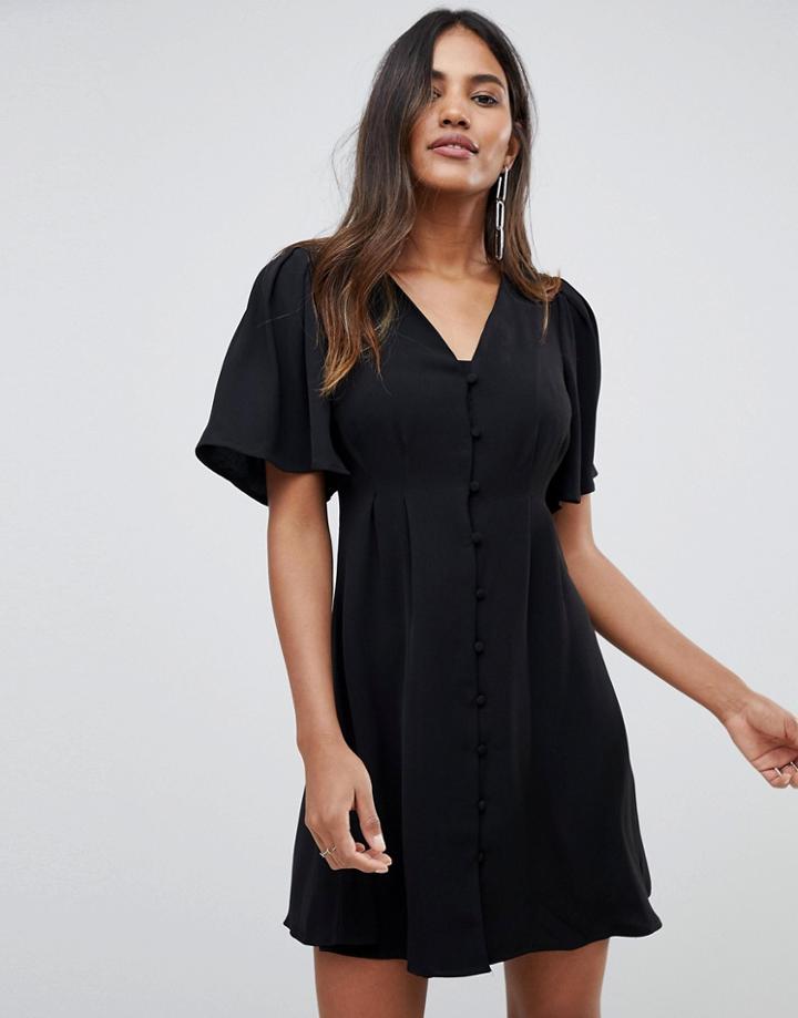 Y.a.s Button Through Tea Dress - Black