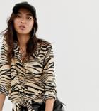 River Island Shirt With Tie Front In Animal Print - Multi