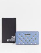 Love Moschino Stud Wallet In Blue-blues