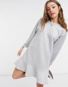 New Look Drop Hem Sweatshirt Dress In Gray-grey
