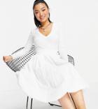 Asos Design Petite Puffball Midi Skirt In White