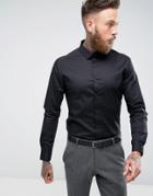 Asos Design Skinny Shirt In Black - Black