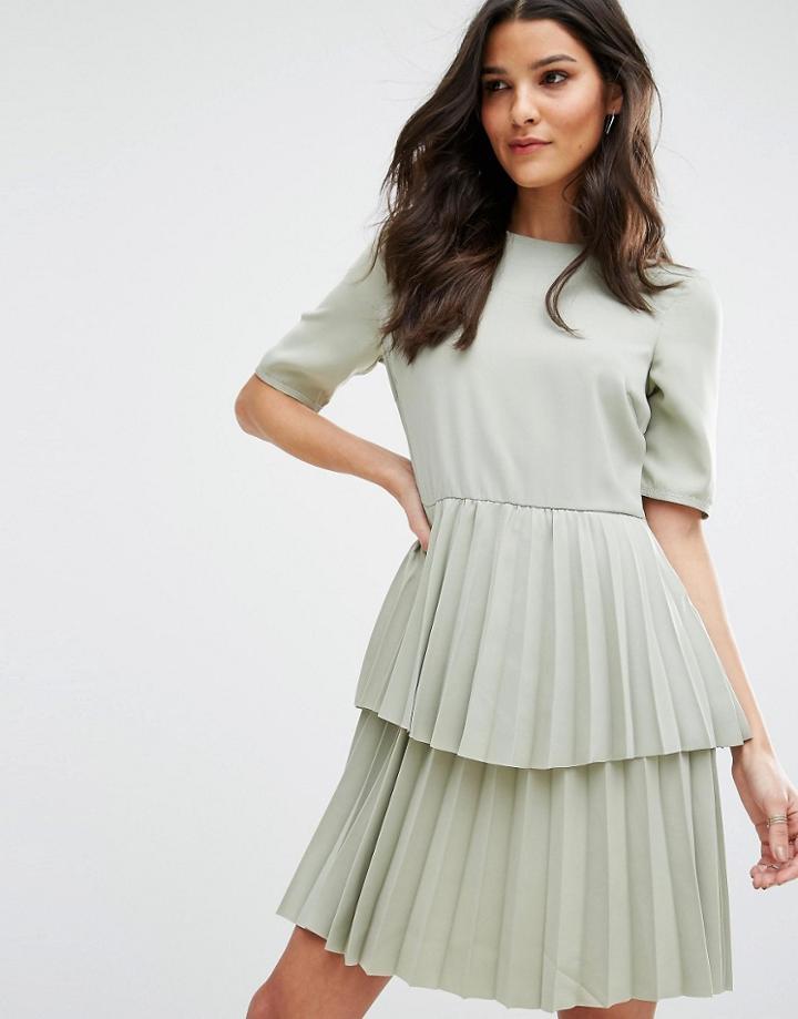 Y.a.s Julia Pleated Skirt Dress - Green