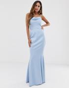 Lipsy Cowl Neck Maxi Dress In Blue - Blue