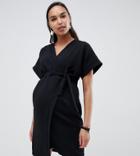 Asos Design Maternity Wrap Mini Dress - Black
