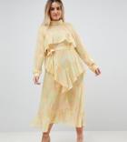 Asos White Curve Printed Chiffon Maxi Dress - Yellow
