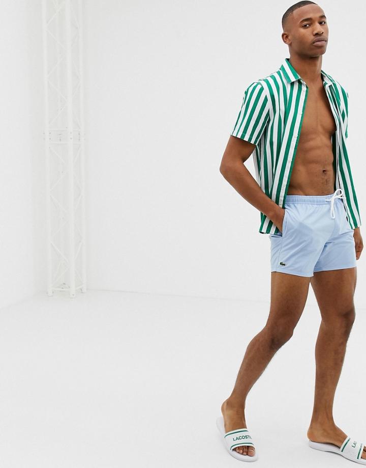 Lacoste Logo Swim Shorts In Blue