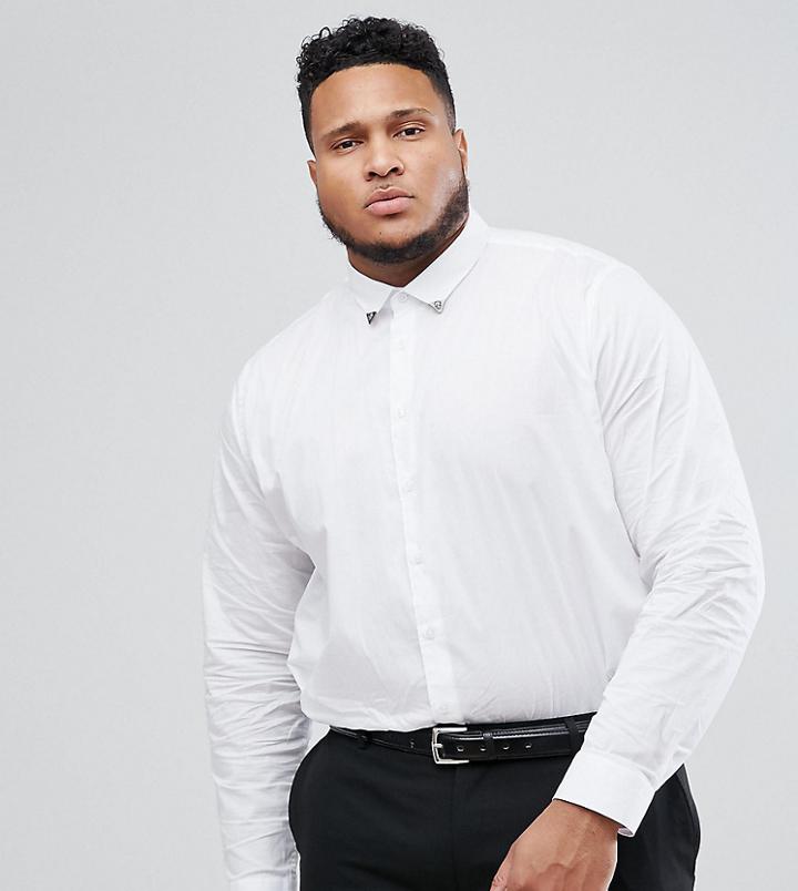 Noose & Monkey Plus Skinny Smart Shirt With Collar - White