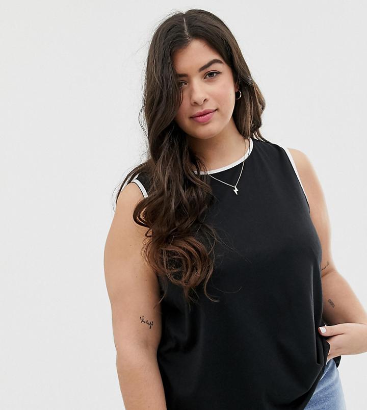 Asos Design Curve Swing Tank With Tipping In Black-multi