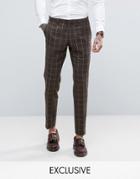 Heart & Dagger Skinny Pants In Wool Check - Brown