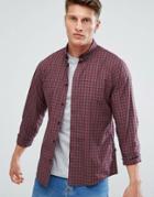 Solid Checked Shirt With Button Down Collar - Red