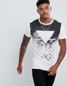 Asos Design Muscle T-shirt With Triangle Splatter Print - White