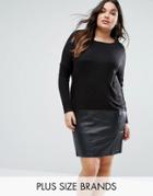 Juna Rose Plus Edition Dress With Pu Skirt - Black