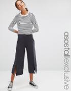 Asos Tall Culotte With Split Front - Navy