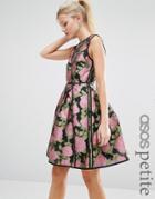 Asos Petite Salon Pretty Floral Rose Soft Mini Dress - Multi