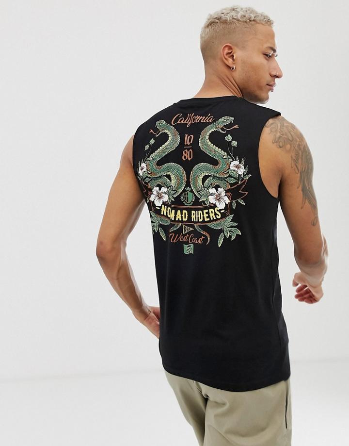 Asos Design Organic Cotton Tank With Dragon Print - Black
