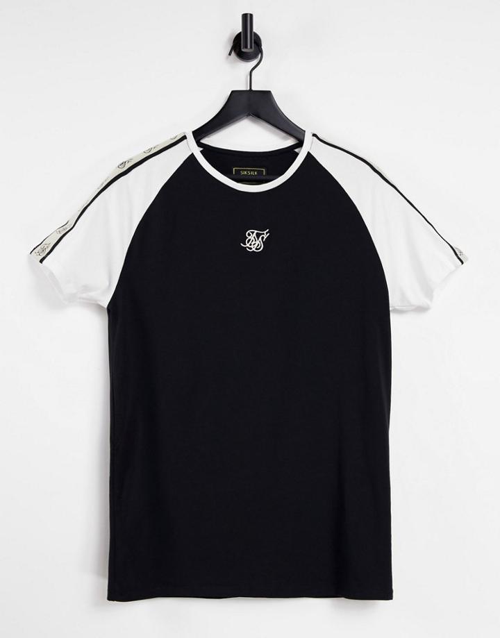 Siksilk Raglan Premium Tape T-shirt In Black