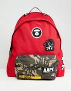 Aape By A Bathing Ape Backpack With Camo Pocket In Red - Red
