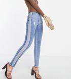 Parisian Tall Skinny Jeans With Panel Detail In Mid Wash Blue