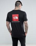 The North Face T-shirt With Red Box Back Logo In Black - Black