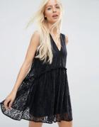 Asos Lace Smock Dress - Black