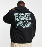 Hnr Ldn Plus Big Futures Back Print Hoodie In Black