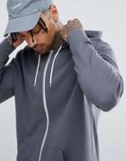 Asos Design Longline Zip Up Hoodie In Charcoal - Gray