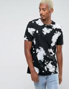 Asos Longline T-shirt With Batik Wash In Black - Black
