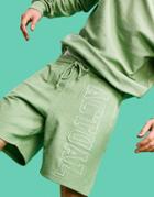 Asos Actual Shorts In Green Reverse Loopback Jersey With Embroidery - Part Of A Set