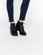 Asos Ravi Leather Lace Up Ankle Boots - Black