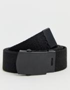 Asos Design Webbing Belt In Black With Matte Black Buckle