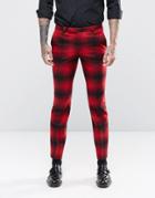 Noose & Monkey Skinny Suit Pants In Ombre Check - Red