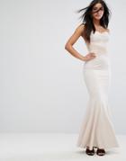 Lipsy Bandeau Maxi Dress With Sequin Lace And Gathered Waist - Pink